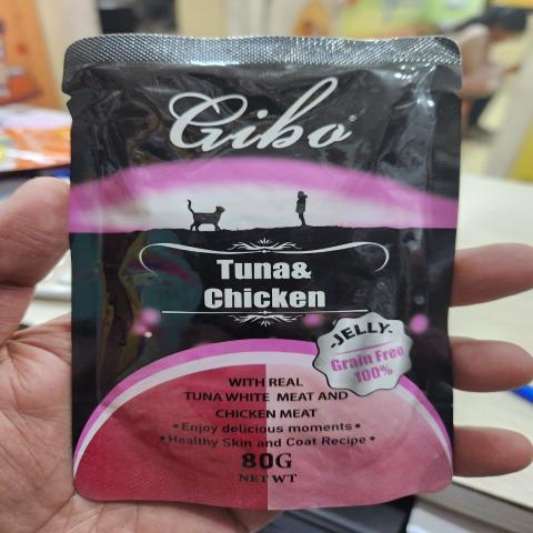 Gibo Wet Pouch cat food Tuna & Chicken Flavor 80gm Grain Free