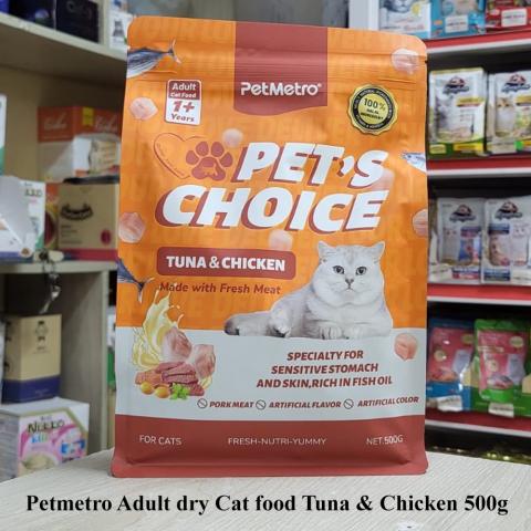 Petmetro Adult dry Cat food Tuna & Chicken 500g
