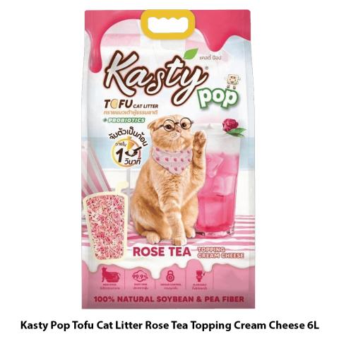 Kasty Pop Tofu Cat Litter Rose Tea Topping Cream Cheese 6L