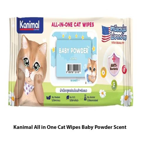 Kanimal All in One Cat Wipes Baby Powder Scent