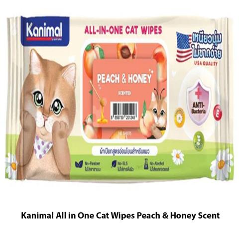 Kanimal All in One Cat Wipes Peach & Honey Scent