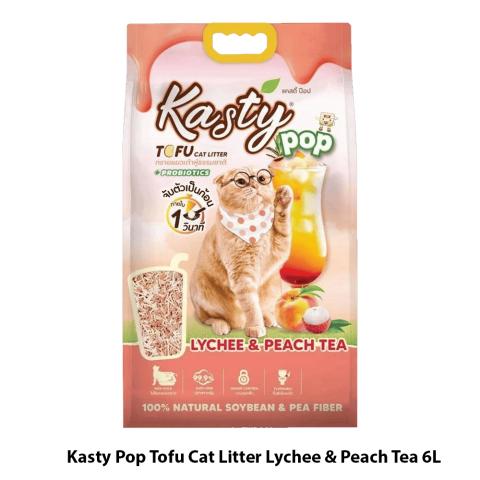 Kasty Pop Tofu Cat Litter Lychee & Peach Tea 6L